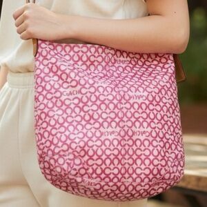 Coach Pink Signature Patterned Shoulder Bag